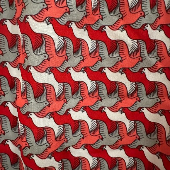 Mr. Swim Men's Bathing Suit, Red with Gray, Pink & White Doves - Picture 6 of 7